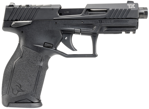 Taurus TX22 T.O.R.O. 22 LR 15rd,4.10" Matte Black Alloy Steel Barrel, Black Hard Coat Anodized Optic Ready/Serrated Slide, Black Polymer Frame Picatinny Rail, Textured Grip