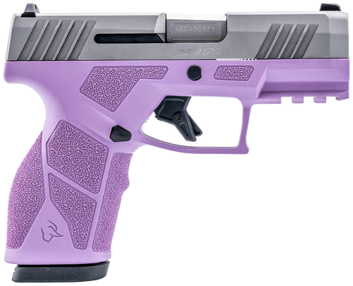 Taurus GX2 9mm,3.37" Matte Stainless Steel Barrel, Matte Serrated Stainless Steel Slide, Light Purple Stainless Steel Frame Picatinny Rail, 13rd