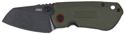 Columbia River Overland Compact, Folding Knife, Plain Edge, 2.24" Drop Point, G10 Handle, D2 Stainless, Green Handle, Black Blade