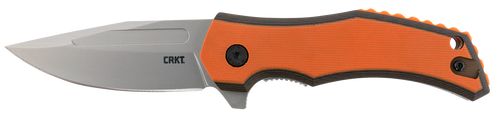Columbia River Fawkes Folding Knife, Silver, Plain Edge, 2.74" Blade, 1.4116 Stainless Steel, Assisted Opening IKBS, Orange G10 Handle