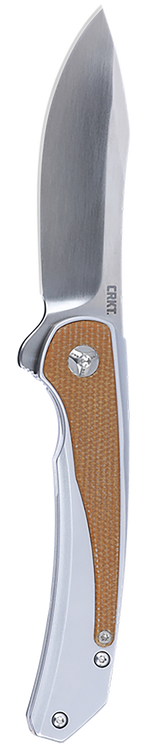 Columbia River Padawan, Folding Knife, Satin Finish, Silver, Brown and Silver Handle, Plain Edge 3.01", Sandvik 14C28N Blade, Frame Lock