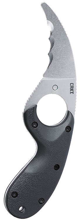 Columbia River Bear Claw, Fixed Blade Knife, Stone Washed Finish, Silver Blade, Black Glass-Reinforced Nylon Handle, Veff Serrations, 2.38" Blade Length, AUS 8, Includes Thermoplastic Sheath