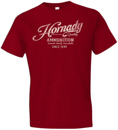 Hornady Gear Vintage Script Red Cotton Semi-Fitted XL
