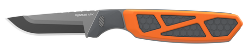 Outdoor Edge Razor APX, Fixed Blade Knife, Plain Edge, 2.5" Blade Length, Includes (5) 5 Drop Point Blades, Matte Finish, Orange Titanium Coated Removeable Blade Storage Scales