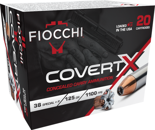 Fiocchi Ammunition COVERT X, 38 Special +P, 125gr, Jacketed Hollow Point, 20rd Box