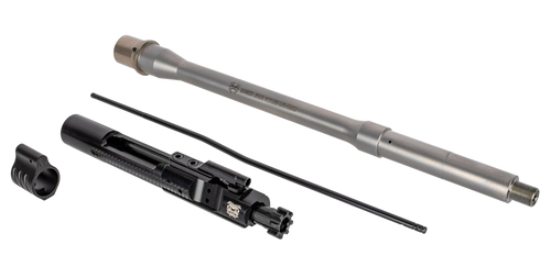 Rosco Purebred, Saucepack, Barrel, 223 Wylde, 14.5", Mid Length Gas Length, Fits AR-15, Sandblasted Finish, Silver, Includes Bolt Carrier Group, Gas Tube, Non Adjustable Gas Block