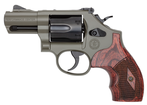 Smith & Wesson Model 327 Performance Center 357 Mag/38 Special, 5" Barrel, Scandium, Cerakote Moss Green, Black Cylinder, Adj Rear, Gold Bead Front, 8rd