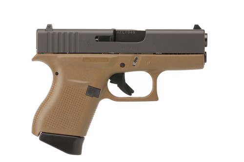 Glock G43 Gen 3 9mm, 3.4" Barrel, Flat Dark Earth Frame, Black Slide, 6rd