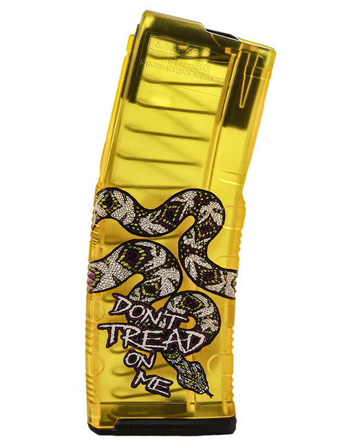 Amend2 Magazine, 223 Remingtin/5.56mm, 30rd, Fits AR s, Polymer, Translucent Yellow Gadsden Flag