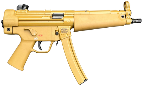 HK SP5 9mm, 8.9" Threaded Barrel w/Tri Lug, RAL8000 FDE Finish, Iron Sights, Ambi Safety, 2x30rd Mags