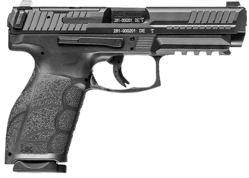 HK VP9A1 F 9mm, 4.53" Barrel, Optic Ready, Serrated, Black, Picatinny Rail, Interchangeable Backstrap, 15rd