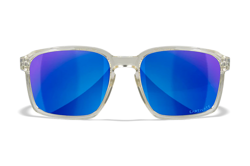 Wiley X Alfa M/L Blue Mirror Lens Polycarbonate Gloss Clear Crystal Frame Frame