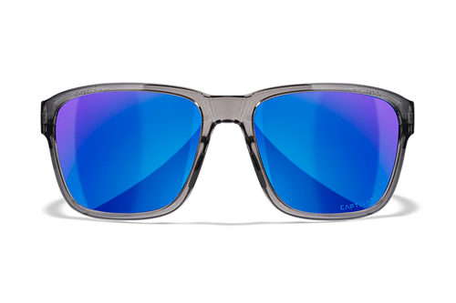 Wiley X Trek M/L Blue Mirror Lens Polycarbonate Gloss Crystal Dark Gray Frame