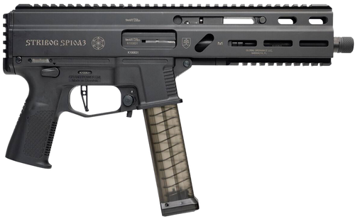 Grand Power Stribog SP10A3 10mm, 8" Threaded Barrel, Non-Reciprocating Charging Handle, M-Lok Rail, Matte Black, Case, 3x20rd