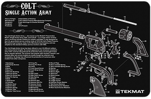 TekMat Colt Revolver Army Cleaning Mat Black/White Rubber 11" x 17"