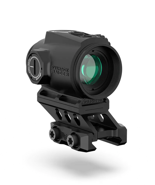 Swampfox Optics Raider Micro Prism Black 1x 20mm Tube 6 MOA Green Dot Reticle Green Laser