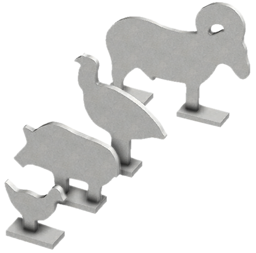 Birchwood Casey Silhouette Knock Over Targets, 1/4" Steel Targets, 1/5 Scale, (4) Piece Set, Silver