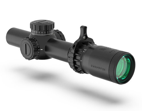 Swampfox Optics Tomahawk II Black 1-6x 24mm 30mm Tube Bright Fiber Optic Green Reticle