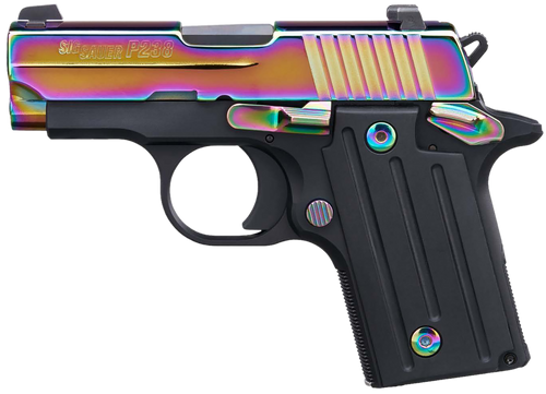 Sig P238 380 ACP, 2.7" Barrel, Rainbow Titanium PVD Slide, 6rdFrame, Polymer Grip