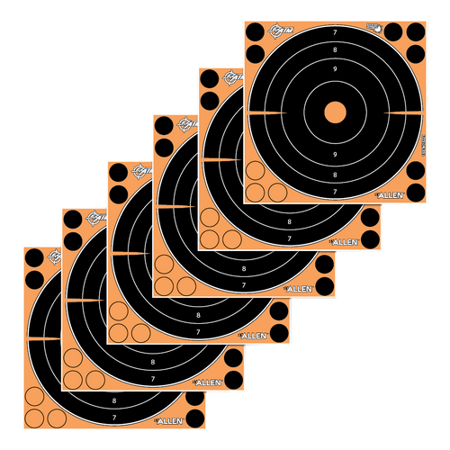 EZ-Aim Adhesive Target Splash Self-Adhesive Paper 8" x 8" Bullseye Orange Target Paper Black Target 6 Per Pack