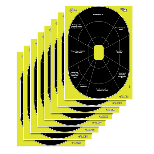EZ-Aim Splash Training Target Oval Paper Hanging Handgun 12" x 18" Black/Yellow 8 Per Pkg