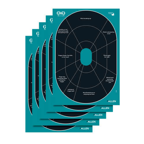 Girls With Guns Splash Self-Adhesive Paper 12" x 17.25" Oval Black Target Turquoise Background 5 Per Pack