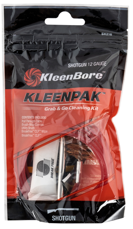 KleenBore Grab & Go Cleaning Kit includes Pull Trough Cable, Utility Brush & CLP Solvent for 12 Ga Shotguns 10 Per Pack