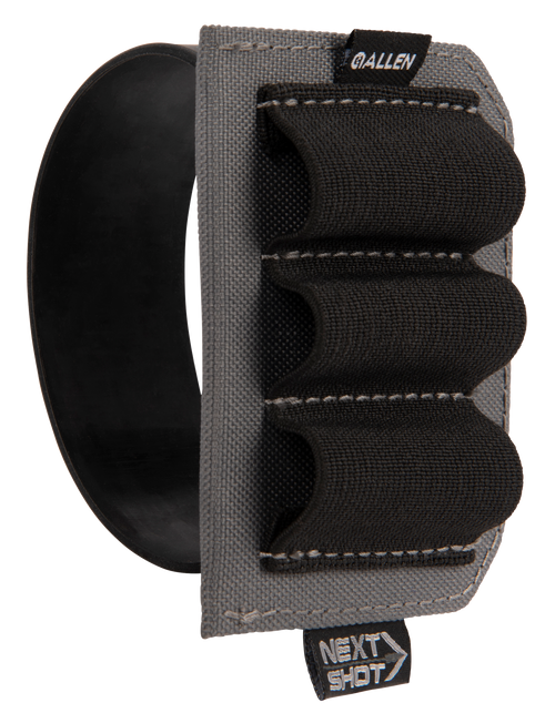 Allen Next Shot Carrier Black/Gray Silicone Band Multi-Gauge Capacity 3 Shotshells Shotgun Buttstock Mount
