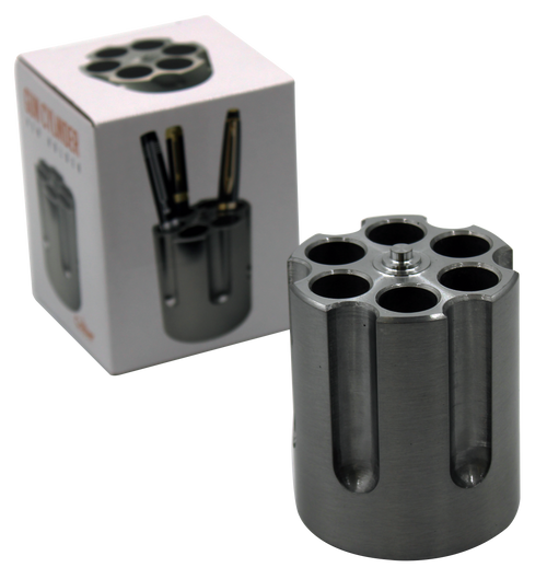 Caliber Gourmet CBG-1007-BK Caliber Gourmet Cylinder Pen Holder Black Aluminum 3.25" x 2.75" Pistol Cylinder