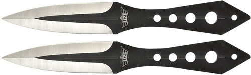 Uzi Accessories Throwing Knives Two Fixed Plain Black/Silver Stainless Steel Blade, Black Stainless Steel Handle, Includes Nylon Holster