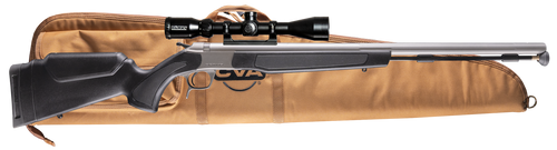 CVA Optima Scope Package 50 Caliber 26" Stainless Fluted Barrel, Drilled & Tapped Stainless Steel Receiver, Fixed Black Stock, Konus 3-9x40mm BDC,  Case, Aerolite Bullets