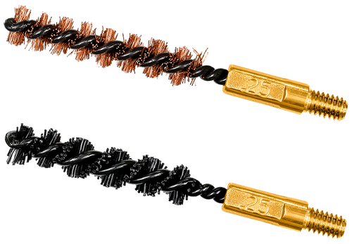 Otis Bore Brush Set 6mm/250/243/257 Caliber 8-32" Thread 2" Long Bronze/Nylon Bristles 2 Per Pkg