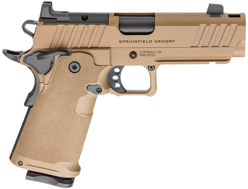 [706397988029] Springfield 1911 DS Prodigy Comp 9mm, 4.25" Bull Barrel, Cerakote Coyote Brown, Tritium, Serrated Rear, Optics Ready, 10rd