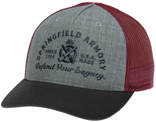 [706397945947] Springfield Defend Your Legacy Brewery Hat Gray/Graphite/Maroon Adjustable Snapback OSFA Structured