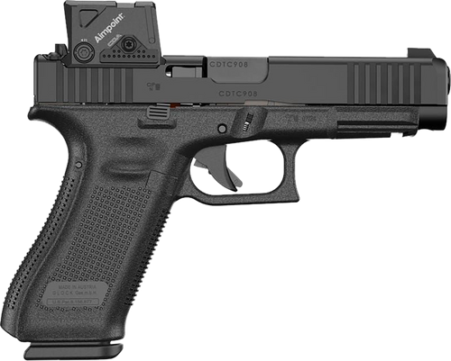 [764503064944] GLOCK 47 M.O.S. G5 9mm, 4.49" Marksman Barrel, nDLC Black, MOS8 Optic Cut, Aimpoint COA, Serrations, Ambi Slide Stop, Flared Well, 10rd