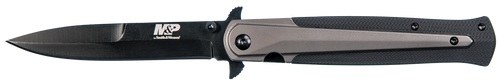 [661120413974] Smith & Wesson M&P Clip Point Plain Black Oxide Stainless Steel/ Black/Gray Aluminum/Nylon Handle Folding