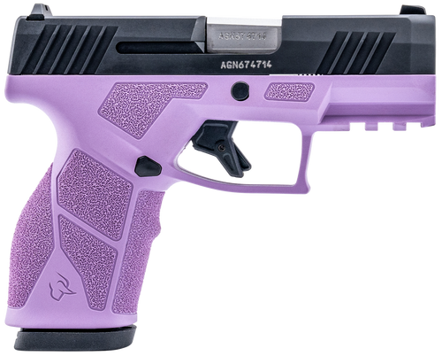 [725327637080] Taurus GX2 9mm, 3.38" Barrel Length, Matte Finish, Black and Light Purple, Manual Safety, White Dot Front Sight with Drift Adjustable Rear Sight, 2x13rd