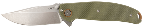 [794023247107] Columbia River Butte, Folding Knife/Assisted Opening, 3.36" Drop Point, D2, Stonewashed Silver, Plain Edge, Olive Drab Green G10 Grips