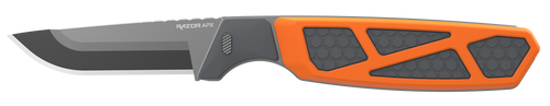 [743404802541] Outdoor Edge Razor APX, Fixed Blade Knife, Plain Edge, 3" Blade Length, Includes (1) Saw, (3) Drop point Blades, (2) Caping Blades, (1) Gutting Blade, Matte Finish, Orange Titanium Coated Removeable Blade Storage Scales