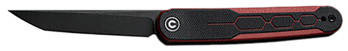 [689826334973] Civivi Knives KwaiQ 2.97" Folding Plain Black Stonewashed Nitro-V Steel Blade, Black/Burgundy Textured G10 Handle