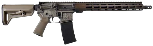 [810188100559] Shark Coast Tactical Viking 223 Rem/5.56mm, 16" Barrel, Engraved Norse Warriors, Flat Dark Earth, Magpul MOE SL, Grip, M-Lok Free Float, 30rd