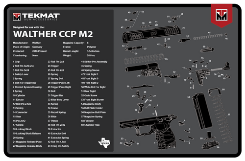 [888151041918] TekMat Walther CCP M2 Cleaning Mat Black/White Rubber 11" x 17"
