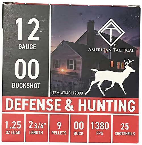 [819644028116] ATI Defense Shotshells 2 3/4" 1 1/4oz 00 Buck Shot 25 Per Box (10 Case)