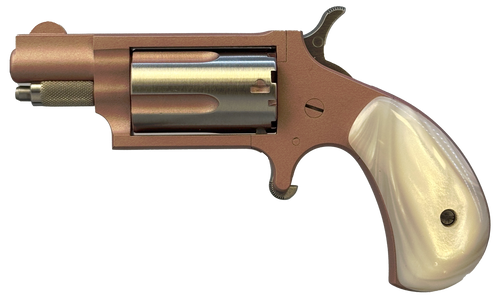 [744253003936] North American Arms Mini-Revolver 22 Mag, Stainless 1.13" Barrel, Rose Gold Cerakote Frame/Barrel, Rose Gold/Stainless Cylinder, White Pearlite Grips, 5rd