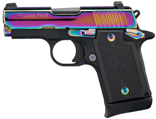 [798681683345] Sig P938 9mm, 3" Barrel, Night Sights, Rainbow PVD Slide, 7rd