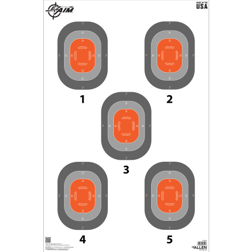 [026509075998] Allen EZ AIM 5-Spot, Paper Targets, 23x35", 50 Pack, Orange and Gray