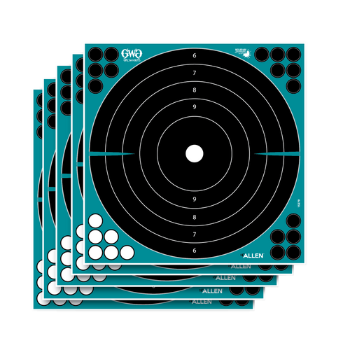 [026509046790] Girls With Guns Splash Self-Adhesive Paper 12" x 12" Bullseye Black Target Turquoise Background 5 Per Pack