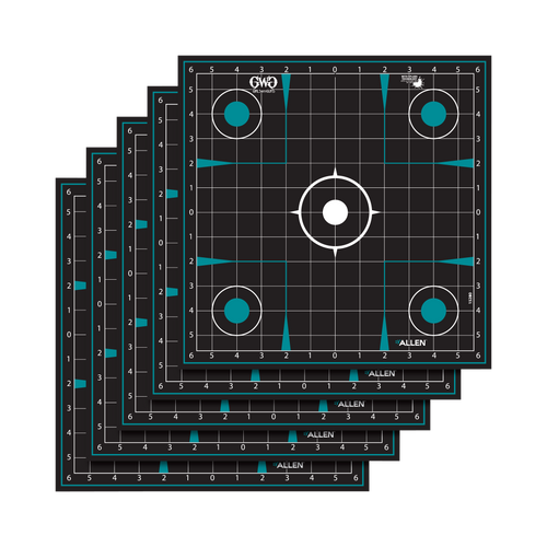 [026509046806] Girls With Guns Splash Self-Adhesive Paper 12" x 12" Grid Black Target Turquoise Accents 5 Per Pack