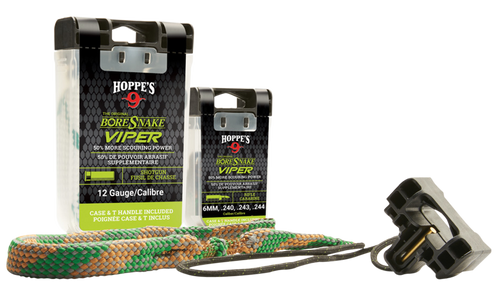 [026285001327] Hoppe's BoreSnake Viper Den with Bronze Bristles, Brass Weight, Pull Handle Lid & Large 160X Tail Surface Area for 22-223 Caliber & 5.56mm Rifles & M16