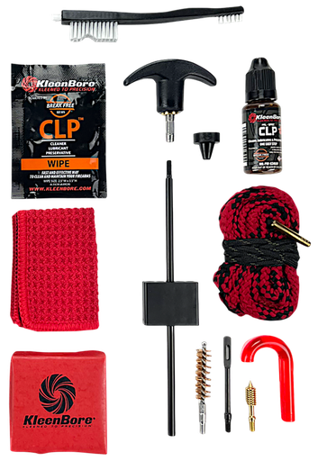 [026249003428] KleenBore 9mm Dual-Kleen, Includes Pull Through Rope Cleaner, Phosphor Bronze Bore Brush, Precision Barbed Point Jag, Black Steel Patch Holder, Cleaning Kit, 9mm